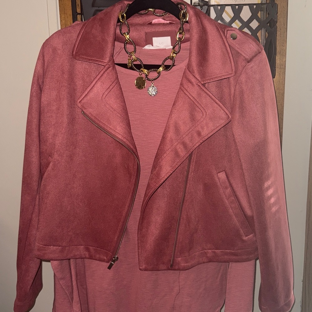 LC Lauren Conrad Faux Suede rose jacket Size PL